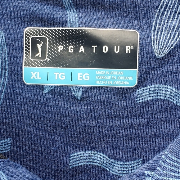 PGA TOUR Golf Shirt Men's XL Blue Print Short Sleeve Polo - Picture 3 of 6